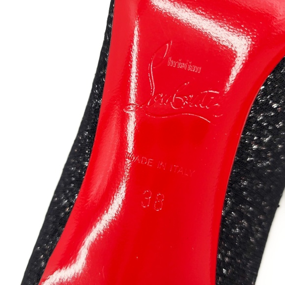 Christian Louboutin Black Glitter Mesh Pumps Heels EU 38 - Picture 7 of 8